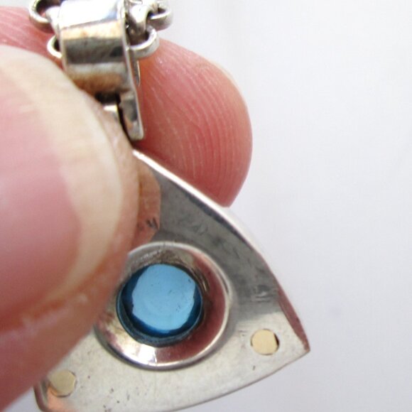 ✨💙 RARE IVAN DOBREN STERLING SILVER AND 14K GOLD BLUE TOPAZ PENDANT NECKLACE - Picture 7 of 16